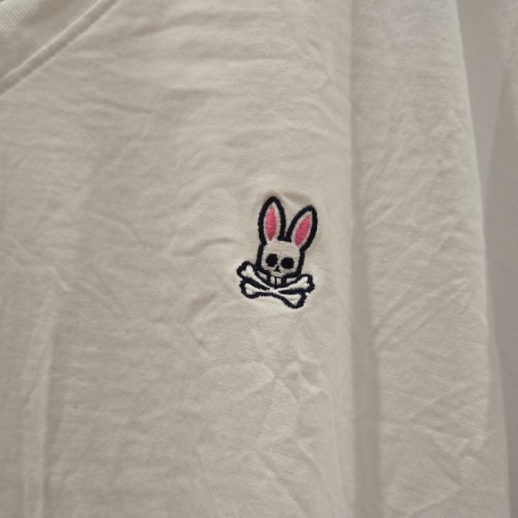 Psycho Bunny White Long Sleeve V-Neck Tee, VGUC, Made In Peru - Picture 2 of 5